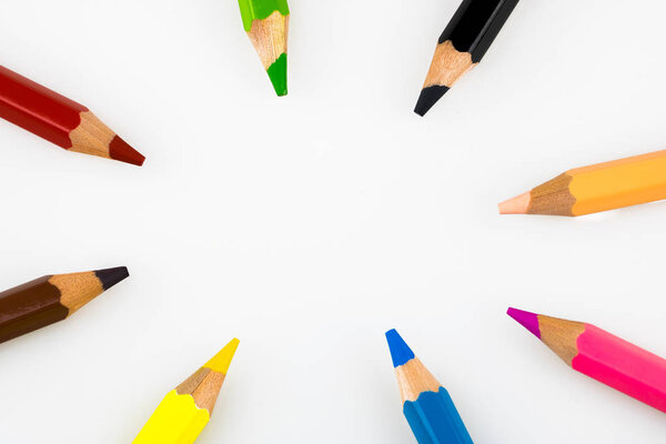 A group of colored pencils