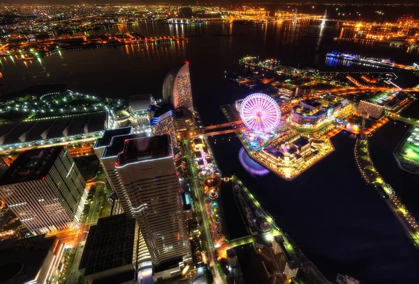 Yokohama Limanı Hava görünümü, Japonya — Stok fotoğraf