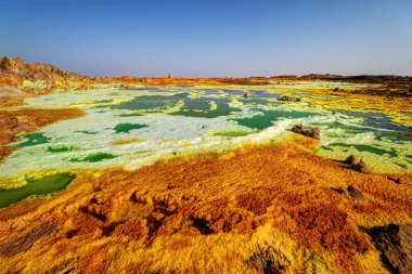 Dallol, Danakil depresyon, Etiyopya. Dünya'nın en sıcak yere