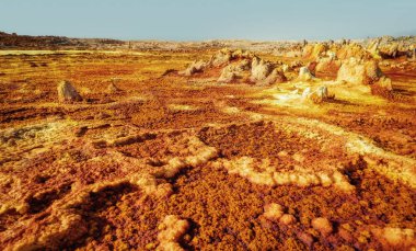 Dallol, Danakil depresyon, Etiyopya. Dünya'nın en sıcak yere