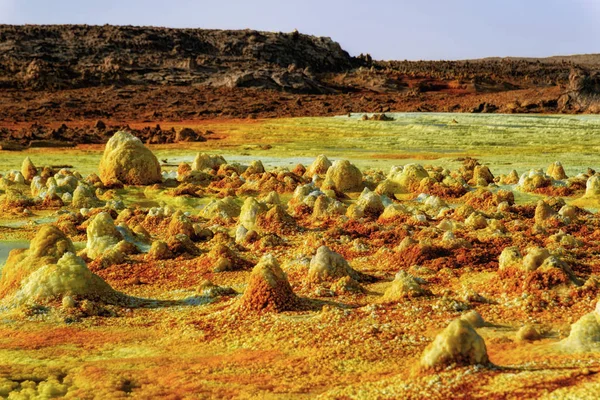 Dallol, Depresión Danakil, Etiopía. El lugar más caliente de la tierra — Foto de Stock