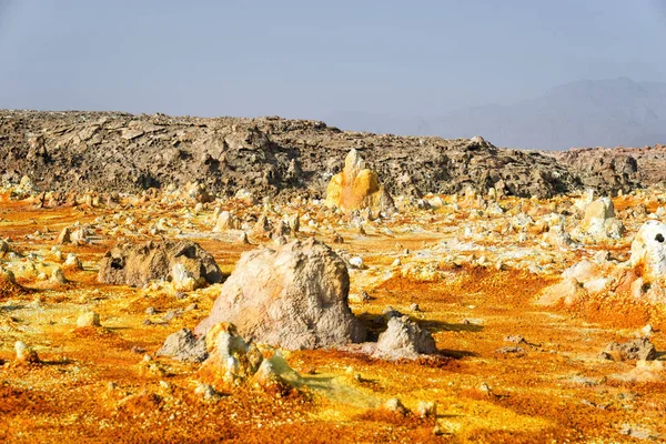 Dallol, Depresión Danakil, Etiopía. El lugar más caliente de la tierra — Foto de Stock