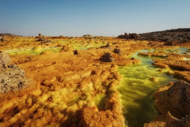 Dallol, Danakil depresyon, Etiyopya. Dünya'nın en sıcak yere