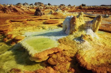 Dallol, Danakil depresyon, Etiyopya. Dünya'nın en sıcak yere