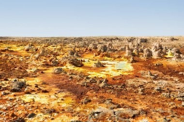 Dallol, Danakil depresyon, Etiyopya. Dünya'nın en sıcak yere