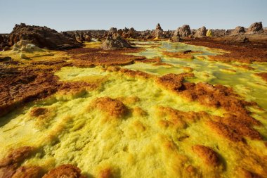 Dallol, Danakil depresyon, Etiyopya. Dünya'nın en sıcak yere
