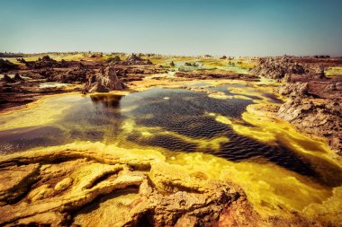Dallol, Danakil depresyon, Etiyopya. Dünya'nın en sıcak yere