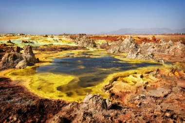 Dallol, Danakil depresyon, Etiyopya. Dünya'nın en sıcak yere