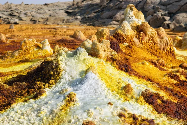 Dallol, Depresión Danakil, Etiopía. El lugar más caliente de la tierra — Foto de Stock