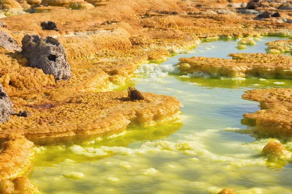 Dallol, Depresión Danakil, Etiopía. El lugar más caliente de la tierra — Foto de Stock