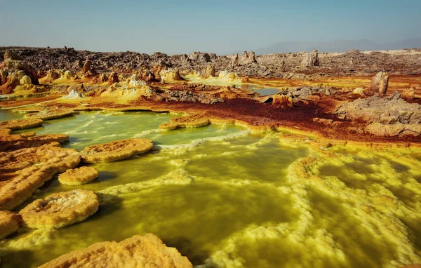 Dallol, Depresión Danakil, Etiopía. El lugar más caliente de la tierra — Foto de Stock