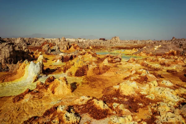 Dallol, Depresión Danakil, Etiopía. El lugar más caliente de la tierra — Foto de Stock