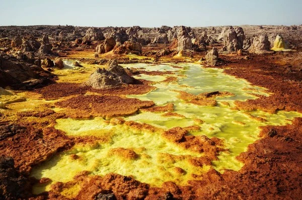 Dallol, Danakil Depression, Etiopien. Den hetaste platsen på jorden — Stockfoto