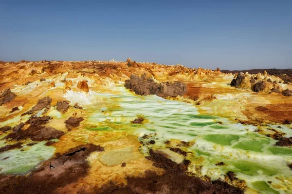 Dallol, Danakil depresyon, Etiyopya. Dünya'nın en sıcak yere — Stok fotoğraf