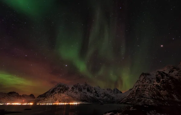 Islas Lofoten Auroras boreales Noruega — Foto de Stock