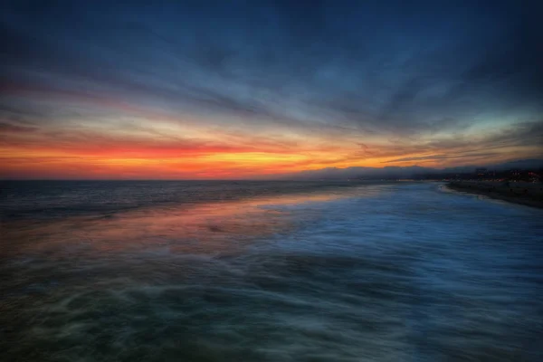 Pôr do sol do cais de Santa Monica — Fotografia de Stock
