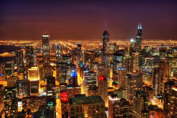 Chicago Skyline à noite — Fotografia de Stock