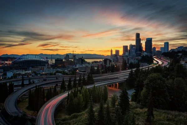 Seattle Highway Tramonto — Foto Stock