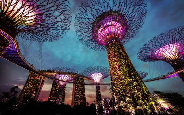 Κήποι από τον κόλπο Σιγκαπούρη — Φωτογραφία Αρχείου