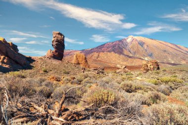 Tenerife 'deki Teide Dağı Ulusal Parkı, Kanarya Adaları, HDR' de işlendi