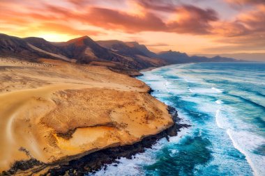 Playa Veril Manso Jandia Ulusal Parkı, Güney Fuerteventura, İspanya, HDR 'de işlemden geçirildi