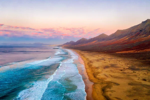 Gün Batımında Fuerteventura Nın Güney Ucunda Coffee Beach Hdr Işlenmiş — Stok fotoğraf