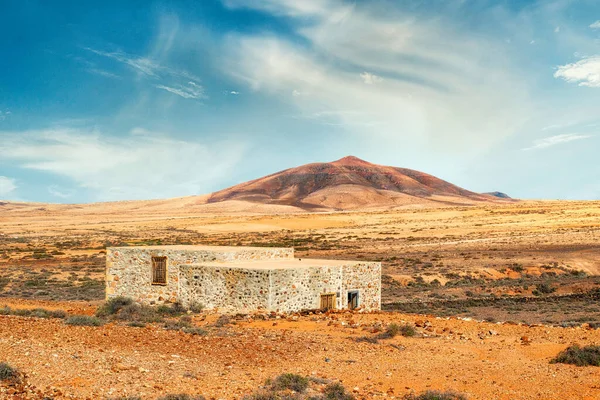 Dry Fuerteventura Landscape Center Island Post Processed Hdr — Stock Photo, Image