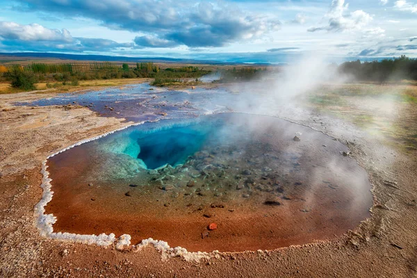 Colorful Hot Geysers Southern Iceland Post Processed Hdr — Stock Photo, Image