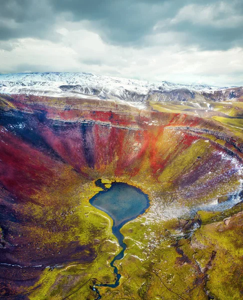 Вулканический Кратер Гористой Местности Исландии Пост Обработан Hdr — стоковое фото