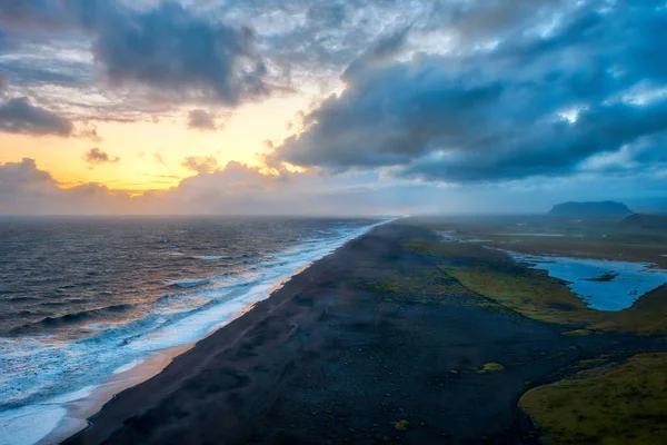 Dyrholaey View Black Sand Beach Sul Islândia Pós Processado Hdr — Fotografia de Stock