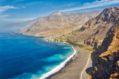 Santo Antao, Cape Verde 'de yürüyüş yolu, HDR' de işlendi