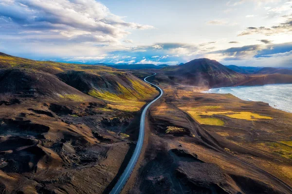 Islândia Paisagem Estrada Para Terras Altas Pós Processados Hdr — Fotografia de Stock