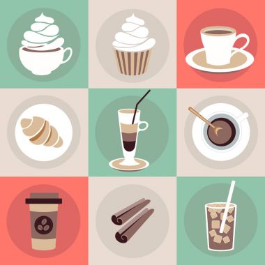 Vektör tasarım Kahve Dükkanı, kahve kupa, kahve ile gitmeye hazır