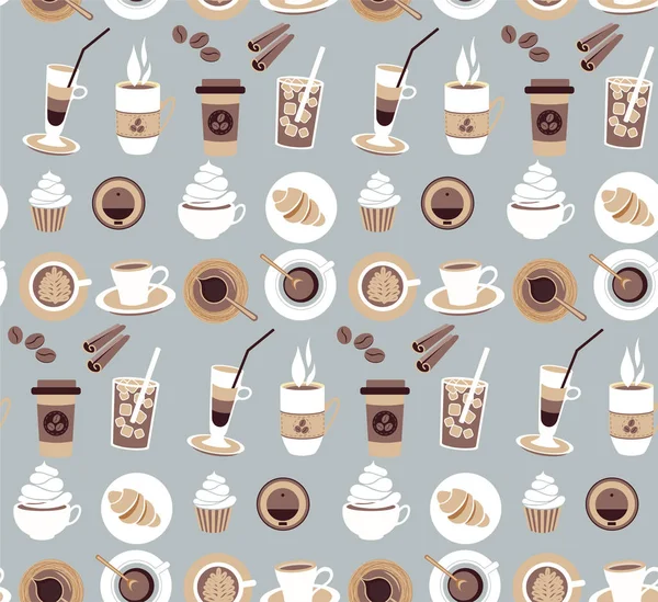 无缝模式与咖啡项目 — 图库矢量图片