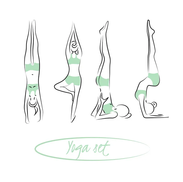 Yoga Poses — Stok Vektör