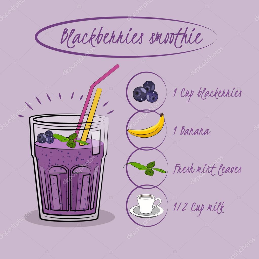 Vector set  smoothie cup with fruit and berryes