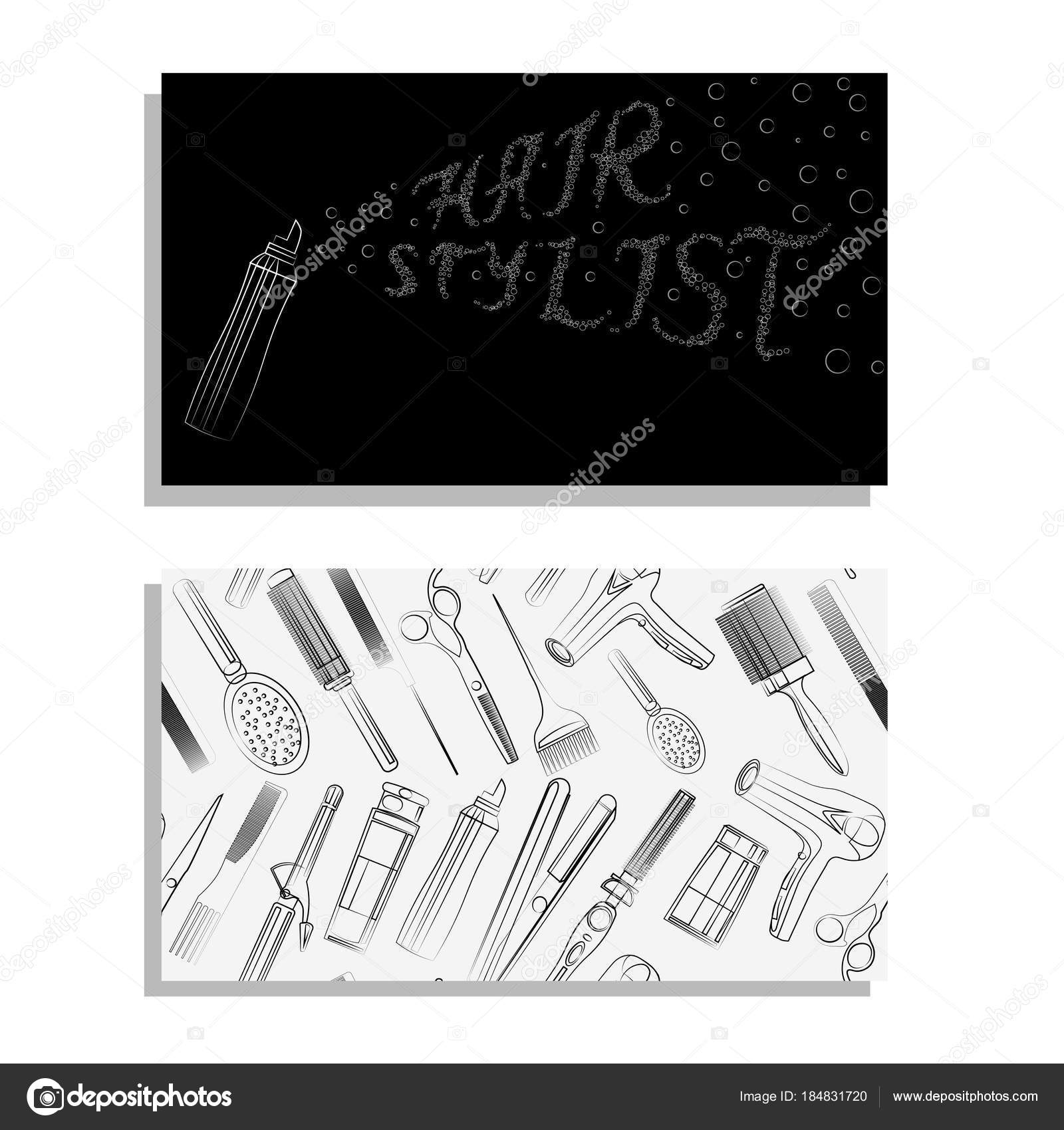 Visit Card Hairdresser Black White Stock Vector C Ollimay 184831720