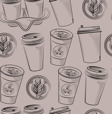 Kahve fincanı kahve desenle. Kahve almak uzağa. Kahve