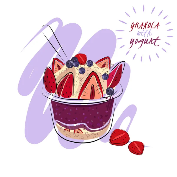酸奶的莓果 — 图库矢量图片