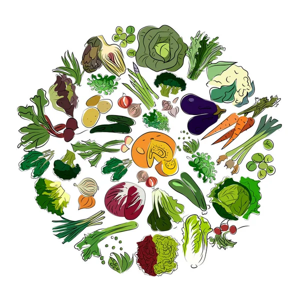 Φόντο με πράσινα λαχανικά — Διανυσματικό Αρχείο