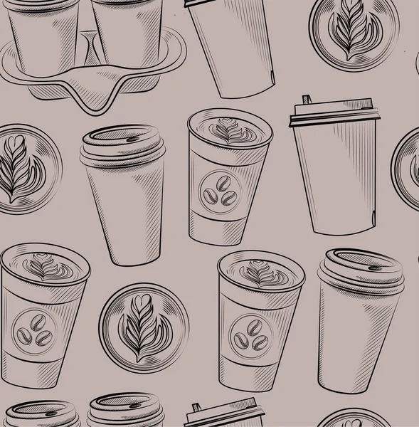 Kahve fincanı kahve desenle. Kahve almak uzağa. Kahve