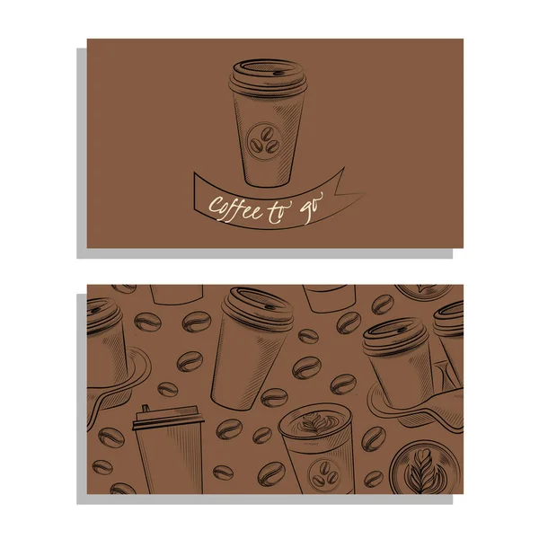 Carte Buisness Pour Café Emporter Avec Logo Motif Sur Fond — Image vectorielle