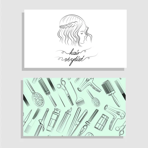Visitenkarte Für Friseursalon Logo Und Blaues Muster — Stockvektor
