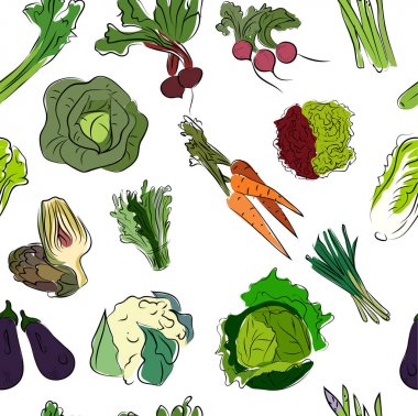 Renkli kroki sebze ile Seamless Modeli 