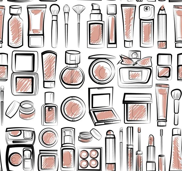 Seamless pattern with make up products