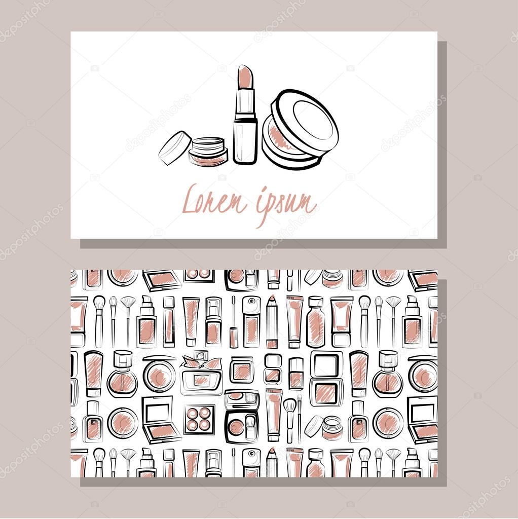Business card for make up atrist ( set with logo and pattern)
