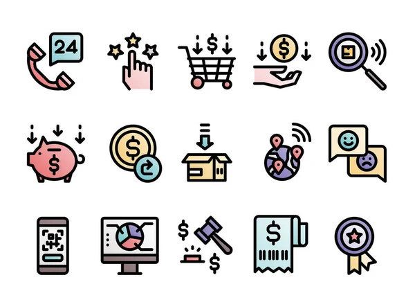 Commerce Outline Gradient Color Icons — Wektor stockowy