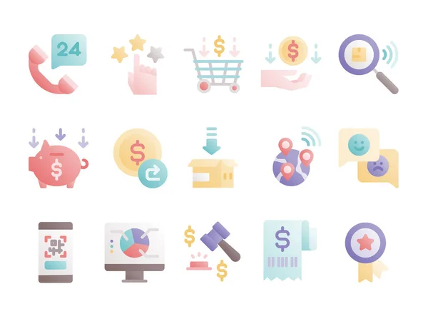 Commerce Gradient Flat Color Icons 스톡 벡터