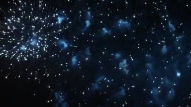 Deep Black Background Sky 'ın havai fişek festivali programındaki stok videosu. Mutlu yıllar 2019