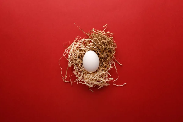 复活节快乐卡 鸟巢中的蛋。 假日概念 — 图库照片